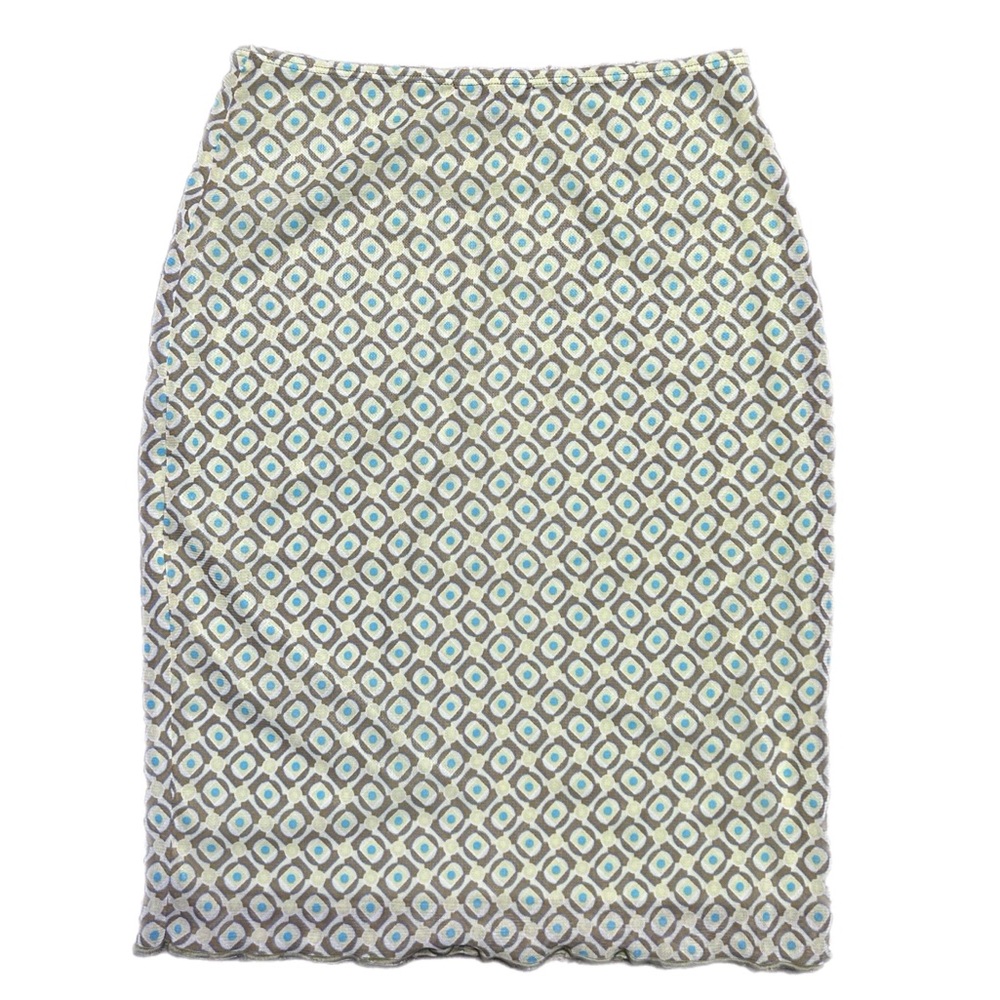 Vintage Ams Geometric Print Pencil Skirt in Light Blue & Green - Picture 2 of 4